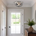 thumbnail image 3 of Kira Home Duncan 13" 2-Light Industrial Farmhouse Metal Flush Mount, Cage Ceiling Light, Slate Iron + Textured Black, 3 of 7