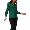 thumbnail image 4 of INSPIRE CHIC Work Business Casual Button Down Shirt for Women's Satin Long Sleeve Blouse XL Green, 4 of 6