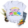 thumbnail image 1 of Daisyyozoid Chandail en Molleton Drôle de Pâques pour Femmes Décontracté Ample Col Rond Manches Courtes Imprimé Lettre Blouse T-shirt, 1 of 4