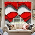 thumbnail image 2 of Abstract Geometric Swag Curtain Valance for Windows, Red Gray Gradient Waves Contemporary Window Treatments Short Swag Topper for Kitchen Windows Bathroom Bedroom, 36"x63", 2 of 8