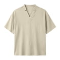 thumbnail image 6 of ZUKMRJPC Mens Short Sleeve T-Shirts V Neck Fashion Solid Color Summer Basic Tops Casual Loose Fit Sport Athletic Work Shirts, 6 of 7