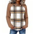 thumbnail image 2 of Womens Thermal Tops Plaid Raglan Sleeve Crewneck Casual Loose Long Sleeve Fall Tee Blouse, 2 of 5