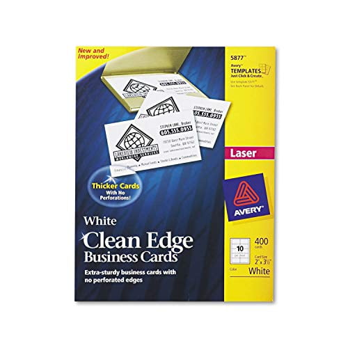 Clean Edge 2 x 3.5 Printable Business Cards 400 Cards 1 White Laser Printers 