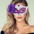 thumbnail image 5 of Unique Bargains Halloween Christmas 1 Pc Ball Princess Half Face Party Mask for Masquerade Party Purple, 5 of 5