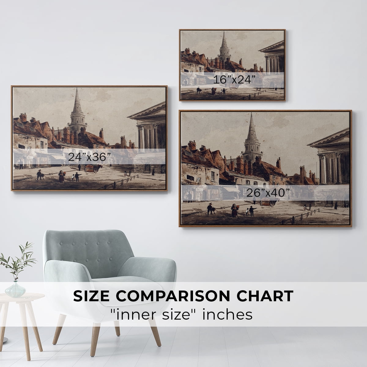 Vintage Landscape-CCXXXIV By Wexford Home Framed in Walnut Wood Gallery Wrapped Canvas 17 in. x 25 in.
