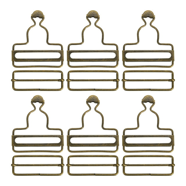 Unique Bargains Overall Buckles 6 Sets Metal Suspender Replacement Buckles 50mm Bronze Tone