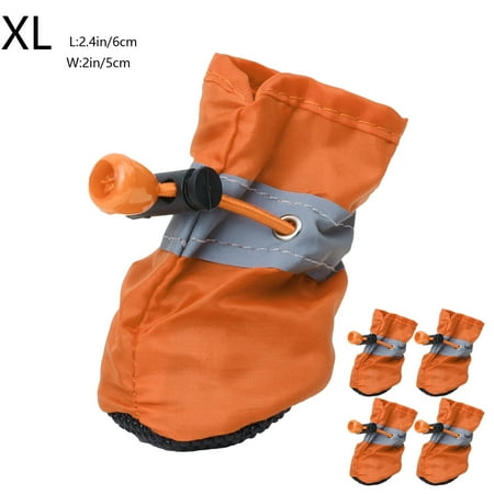 FYTPOV 4pcs Dog Shoes for Small Dogs  Anti-Slip Dogs Boots Paw Protector  Puppy Booties with Reflective Straps  Cat Dog Shoes for Indoor Hardfloors  Orange  XL