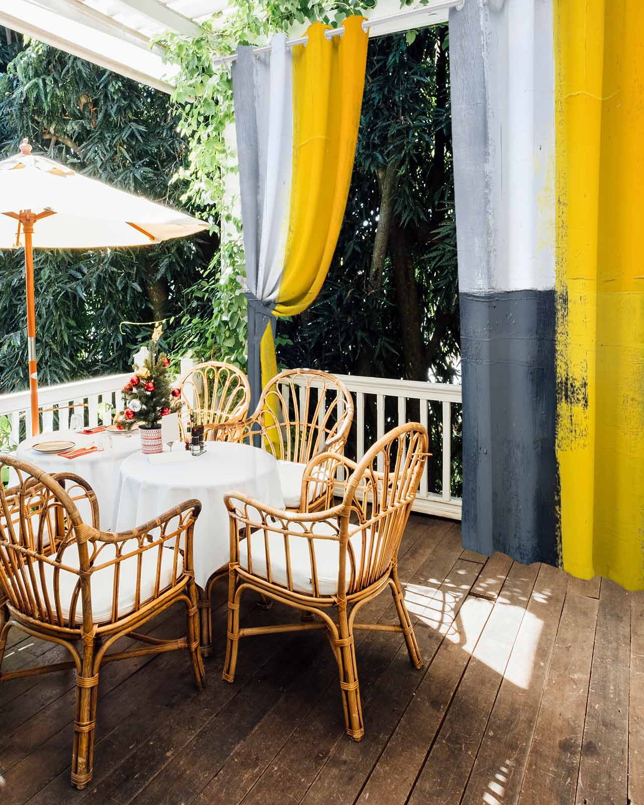nqOlkjepod Outdoor Curtains for Patio Waterproof, Yellow Grey Outdoor Privacy Panels Grommet, Oil Painting Abstract Artwork Blackout Outside Curtains for Porch/Cabana/Pergola 54"x84", 2 Panels