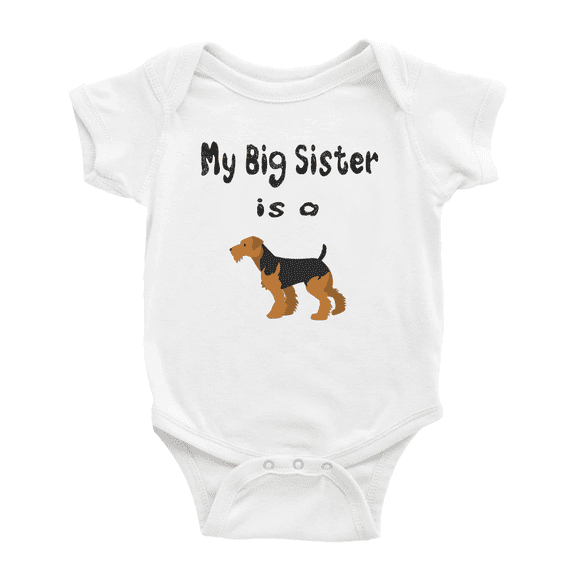 My Big Sister Is A Lakeland Terrier Dog Funny Baby Bodysuit Boy Girl Unisex
