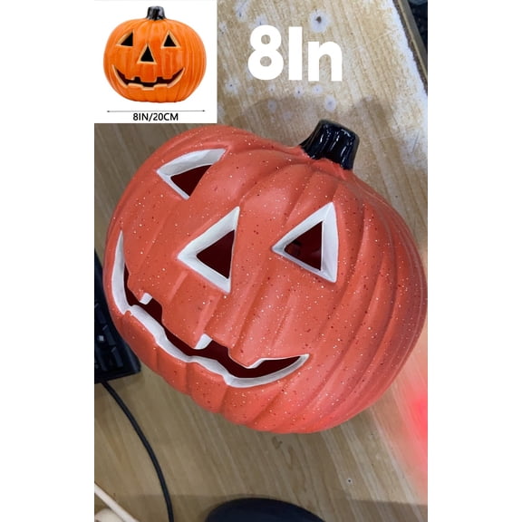 Jumbo Halloween Pumpkin Lantern - 18In Glow-In-The-Dark Carved Decor With Led Lights, Waterproof Outdoor/Indoor Decoration For Porch, Yard & Party Scenes