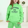 thumbnail image 2 of Little Girls Outfits Sets Winter Hoodie Joggers Comfy Casual Kids Print Cute Girls Fall Clothes Light Green Size 6-7T, 2 of 4