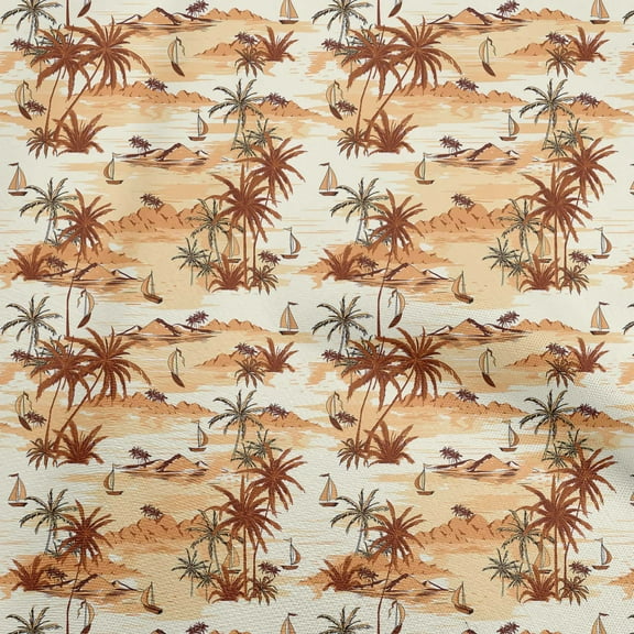 oneOone Georgette Viscose Rust Brown Fabric Beach Hawai Fabric For Sewing Printed Craft Fabric By The Yard 42 Inch Wide