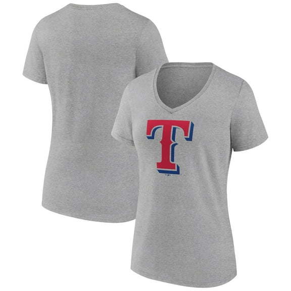 Women's Gray Texas Rangers Official Logo V-Neck T-Shirt