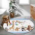 thumbnail image 4 of Cartoon Animals Round Rug 4ft Washable Circle Entryway Rugs Non Slip Modern Forest Celebration Party Area Rug Indoor Floor Carpet for Bedroom Kitchen Living Room Home Office Dining Room Nursery, 4 of 8