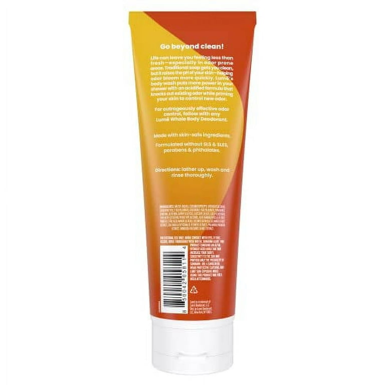 Lume Acidified Body Wash - 24 Hour Odor Control - Removes Odor Better than  Soap - Moisturizing Formula - SLS Free, Paraben Free - Safe For Sensitive  Skin - 8.5 ounce (Clean Tangerine) Clean Tangerine 8.5 Ounce (Pack of 1)