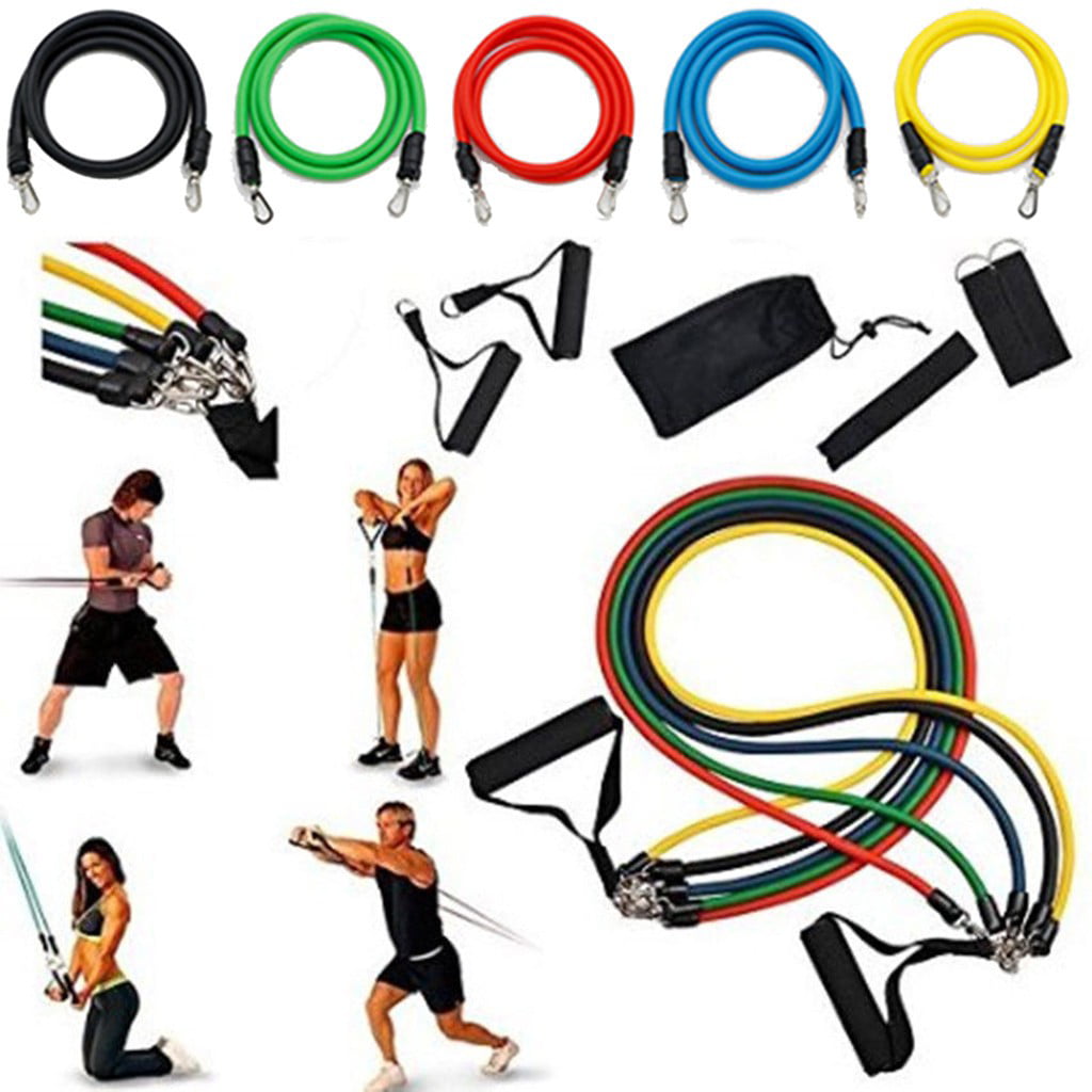 NEUF 11 Pieces Fitness Resistance Band Crossfit Yoga exercice Work Set