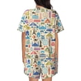 thumbnail image 3 of Naloa Famous Places Women's Short-Sleeved Pajama Set, Loungewear, Summer pajamas, Breathable Cozy - XX-Large, 3 of 9