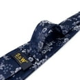 thumbnail image 4 of Floral Mens Necktie Set Navy Blue Silver White Tie Pocket Square Combo Silky Touch Extra Long 63", 4 of 7