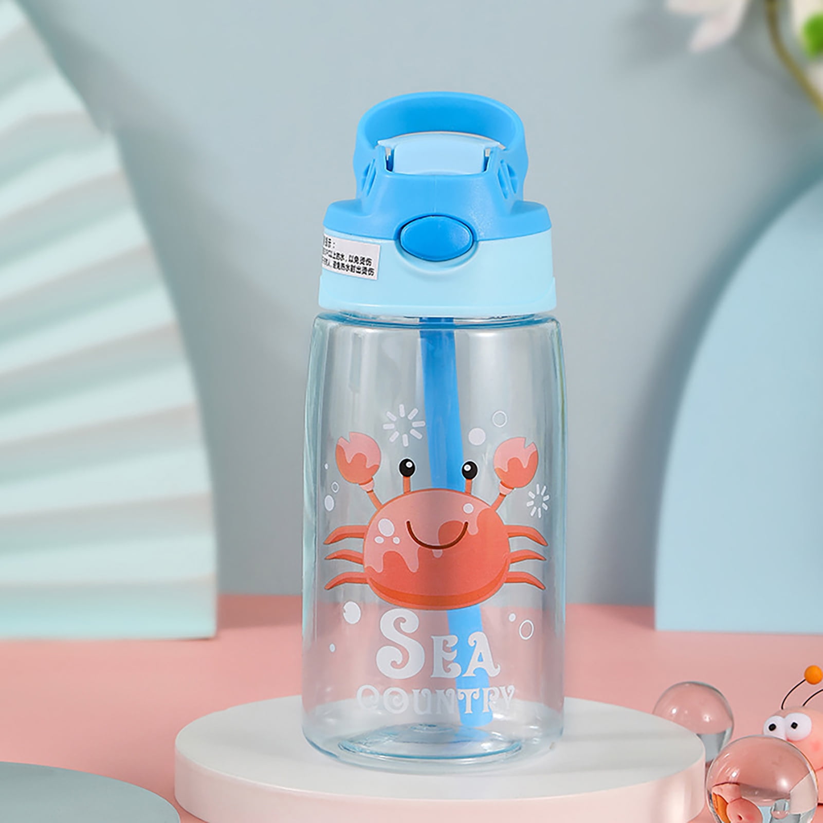 1pc 480ML Kids Water Bottle For School Boys Girls, Cup With Straw