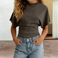 thumbnail image 6 of Tiijoy Girls Short Sleeve Ruched T Shirt Summer Casual Solid Crewneck T-Shirt, Sizes 3-14, 6 of 8