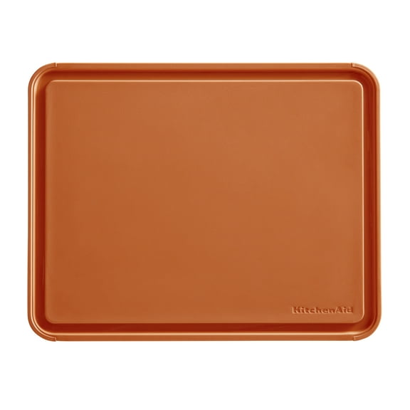 KitchenAid Classic Plastic Cutting Board with Trench, Non-Slip Edges, Dishwasher Safe, 11x14, Scorched Orange