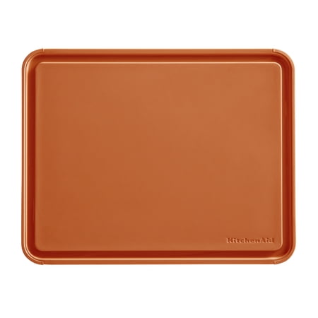 KitchenAid Classic Plastic Cutting Board with Trench, Non-Slip Edges, Dishwasher Safe, 11x14, Scorched Orange