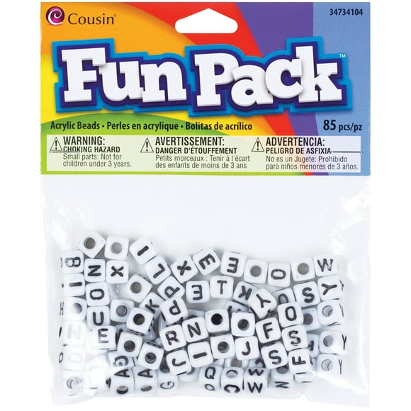 Pack Amusant d'Alphabet Acrylique Perles-Carré Blanc 85/emballage