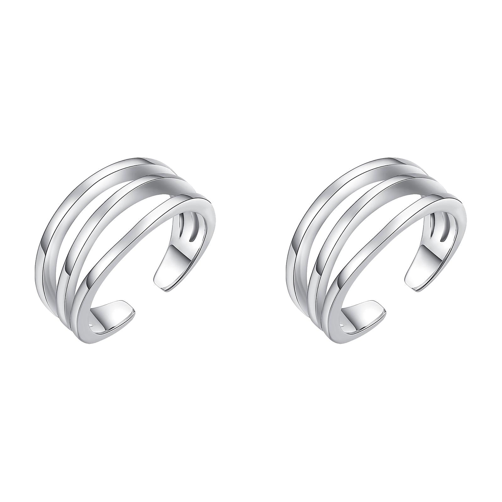 Silver 3 Adjustable Toe Band Ring Adjustable Opening Foot Ring Opening Toe Joint Ring,One Size,Black