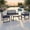 Light Gray, variant on 4-Piece Outdoor Patio Furniture Set, Acacia Wood Table Top, Light Gray Rattan with Blue Cushions