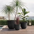 thumbnail image 2 of Euroco Large Concrete Planter Set of 3, 16.93"+13.78"+11.02" Dia Round Stackable Flower Pots with Drainage Holes and Rubber Plug,Modern Decorative Pots for Patio Garden Balcony Indoor Outdoor, 2 of 9