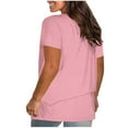 thumbnail image 5 of ZQUUVOU V Neck Basic T Shirts For Women V Neck Solid Color Casual Loose Fit Tee Shirt Pink, 5 of 8