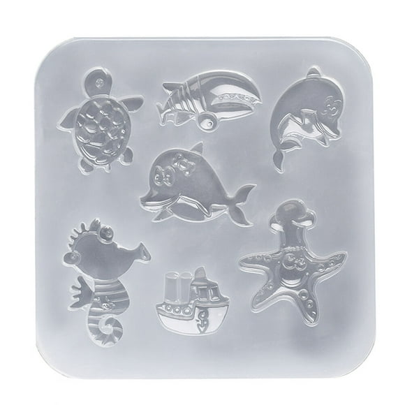 KAKOWELY Molde de silicona para pastel con forma de animal marino, para tortuga marina, delfín, caballito de mar, pez, galletas, pudín, postres, herramienta para hornear, para el hogar y la tienda