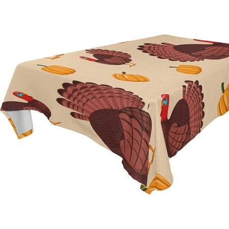 

SKYSONIC Thanksgiving Turkey Tablecloth Waterproof Washable Polyester Square Table Cover Durable Tablecloth for Kitchen Dining Table Party Decor (54 X 54 Inch)