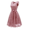 thumbnail image 3 of LOVZFMLL Summer Dresses for Women 2025 Elegant Classy Floral Lace Wedding Guest Dress Cocktail Prom Party Dress Sleeveless V Neck Pink M, 3 of 4