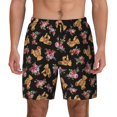 thumbnail image 2 of Goofa Rose Flower Bear Printed Men's Swim Trunks Board Shorts Quick Dry Mens Swimming Trunks with Compression Liner,Breathable Fit Hawaii Beach Shorts-XX-Large, 2 of 9