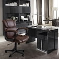 thumbnail image 3 of Homall Mid Back Executive Office Chair Swivel Computer Task Chair with Armrests, Ergonomic Leather-Padded Desk Chair with Lumbar Support, Brown, 3 of 7