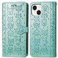 thumbnail image 1 of Funda Cartera FOXDOCK para iPhone 15 Plus , Flip PU con Relieve de Gatos y Perros, Tarjetero y Soporte, 1 of 6