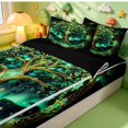 thumbnail image 3 of Homewish Astrology Tree Of Life Zipper Twin Comforter Sets with Fitted Sheet and 2 Pillowcases,Nature Boho Aesthetic Zipper Bedding Set,Green Gold,Black Reversible,4pcs, 3 of 8