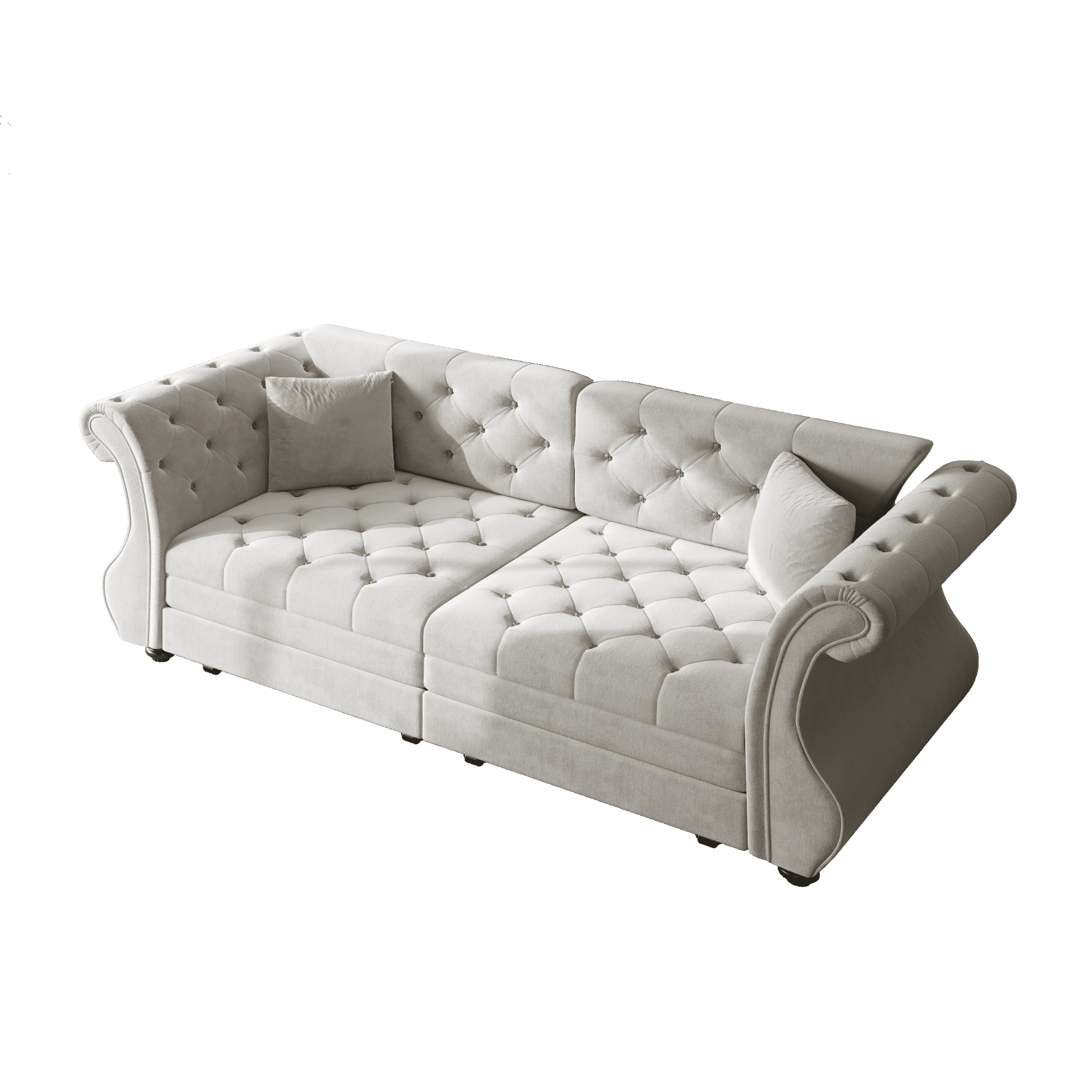 Chesterfield Pull Out Convertible Sofa Bed, Classic Flower Tufted Velvet Loveseat Sleeper Couch With Roll Arms and Pillows, for Living Room Apartment Office
