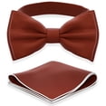 thumbnail image 1 of Men's Terracotta Bow Tie with Handkerchief Set Pre-Tied Style Formal Satin Classic Bowtie for Tuxedo Faux Silk, by Adam Young (Large, Rust), 1 of 5
