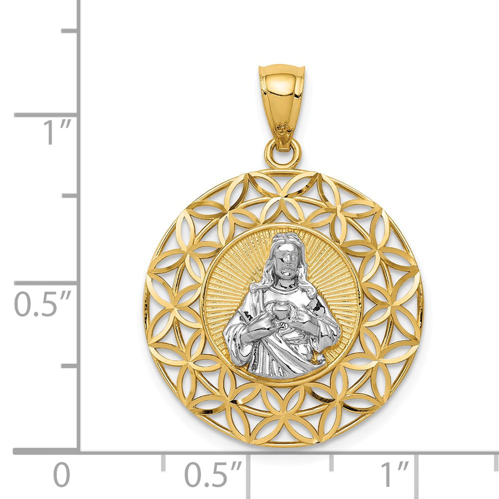 Mia Diamonds 14k Yellow Gold with Rhodium Polished Two Heart Pendant 