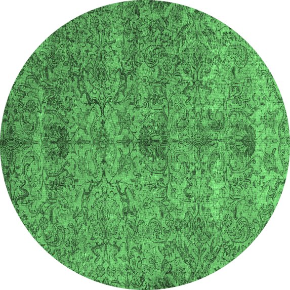 Ahgly Company Indoor Round Persian Emerald Green Traditional Area Rugs, 6' Round