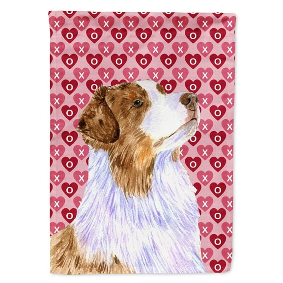 Carolines Treasures LH9138-FLAG-PARENT Australian Shepherd Hearts Love Valentines Day Flag multicolor