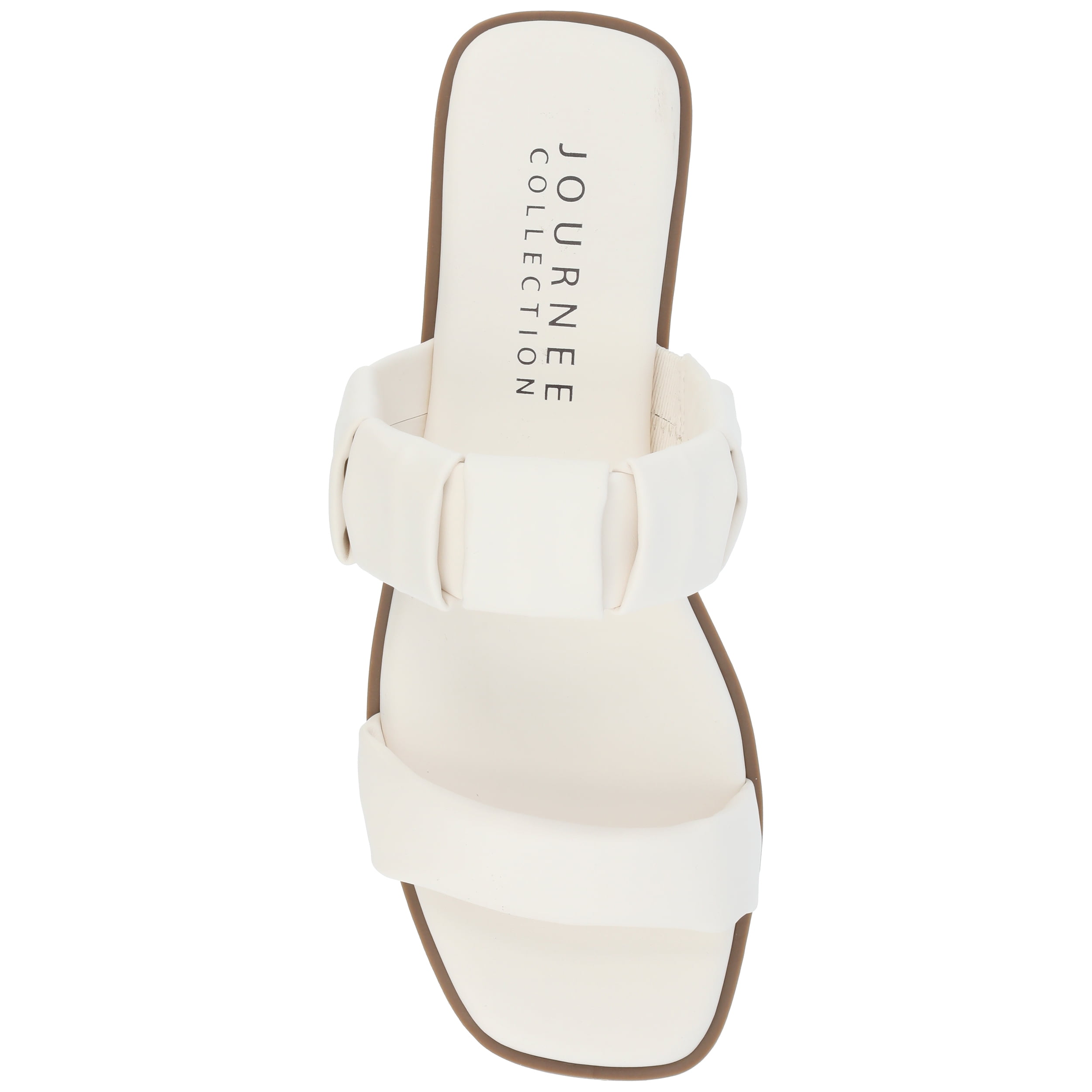 Journee Womens Pegie Slip On Faux Leather Flat Sandals