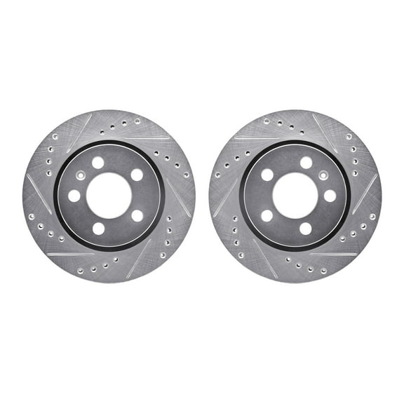 Dynamic Friction Company Rear Brake Rotors-Drilled and Slotted-Silver 7002-74047
