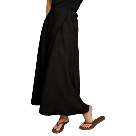 XIAOCHA Women's Wrap Tie-Waist Skirt Flowy Elegant Boho Casual Maxi Skirt
