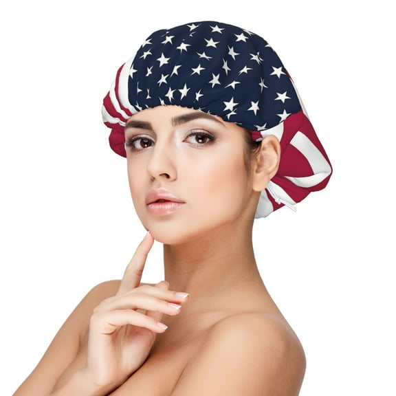 America Flag Satin Bonnet Adjustable Hair Bonnet For Sleeping Hair Bonnets For Women Curly Natural Hair