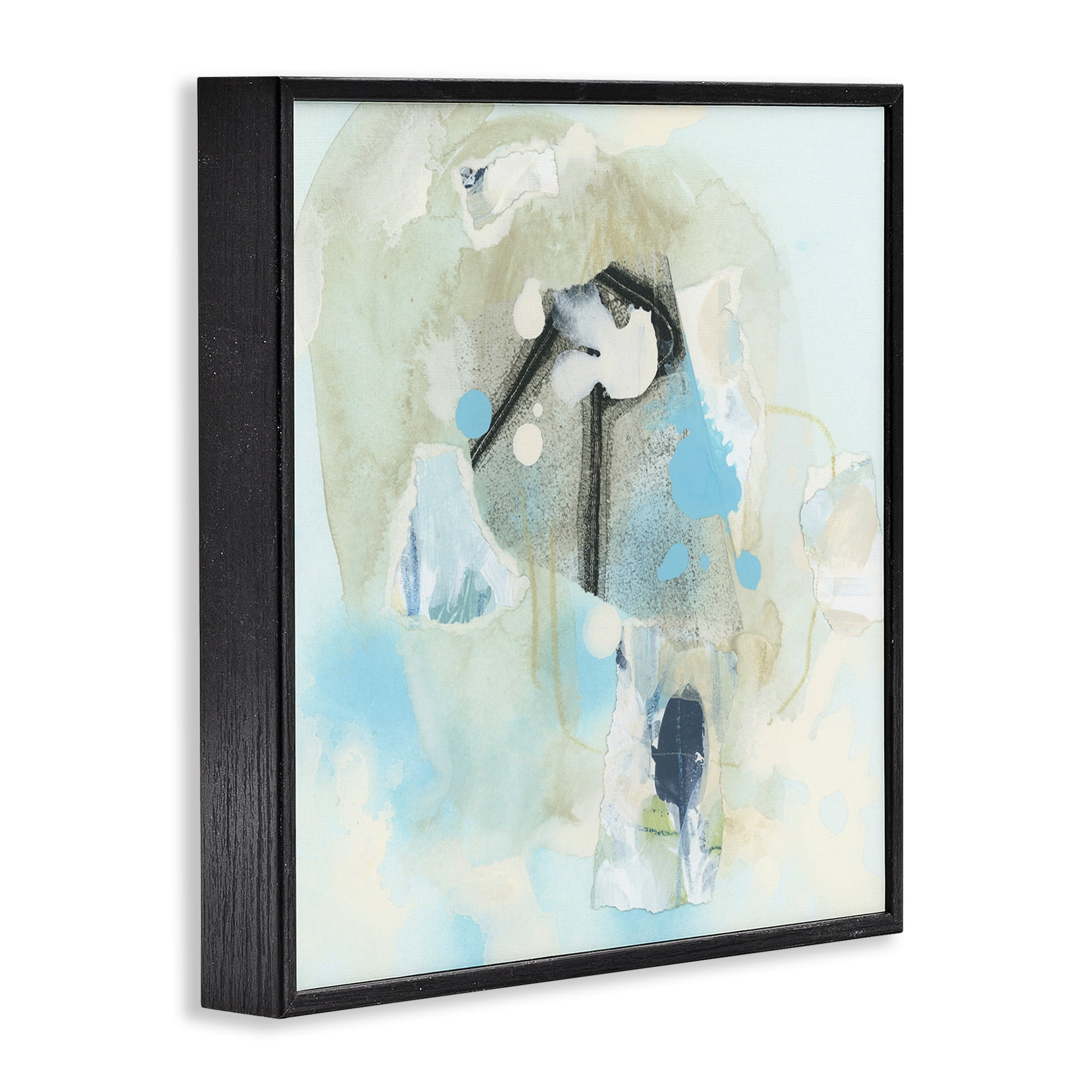 Stupell Industries Soft Blue Complex Abstraction Abstract Painting Black Framed Art Print Wall Art, 24 x 24