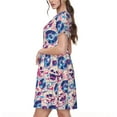 thumbnail image 2 of Naloa blue record rock Skull Print Womens Summer A-Line Dress with Pockets,Short Sleeve Dresses,Flowy Beach Swing Dress for Vacation Travel, 2 of 6
