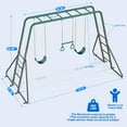 thumbnail image 6 of KloKick Metal Outdoor Playground Swing Set with Monkey Bars, 2 Belt Swings, Trapeze Bar & Ladder | Backyard Playset for Kids, 6 of 10